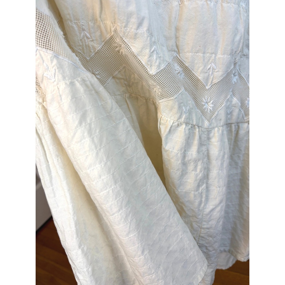 Lucky Brand Maxi Dress Cream Womens Large Embroidered Eyelet Tiered Open Back - Picture 5 of 13